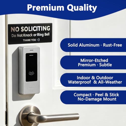 LEQBO No Soliciting Sign, Aluminum Metal Door Plaque for Home and Office