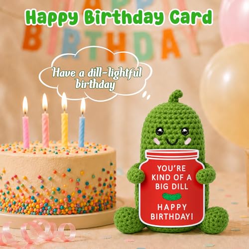 Handmade Crochet Pickle Birthday Gift - Unique Funny Desk Decor