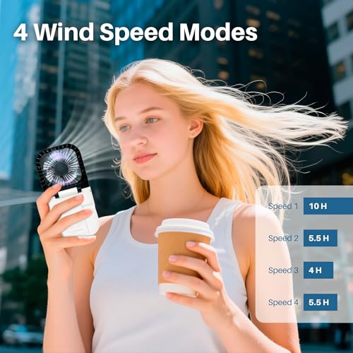 3000mAh Portable 5-in-1 Handheld Neck Fan with Digital Display - Black & White