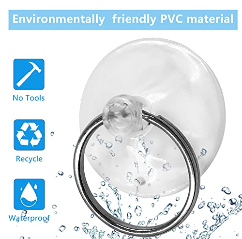 12Pcs Clear Suction Cups with Rings - 30mm PVC Sucker Pads