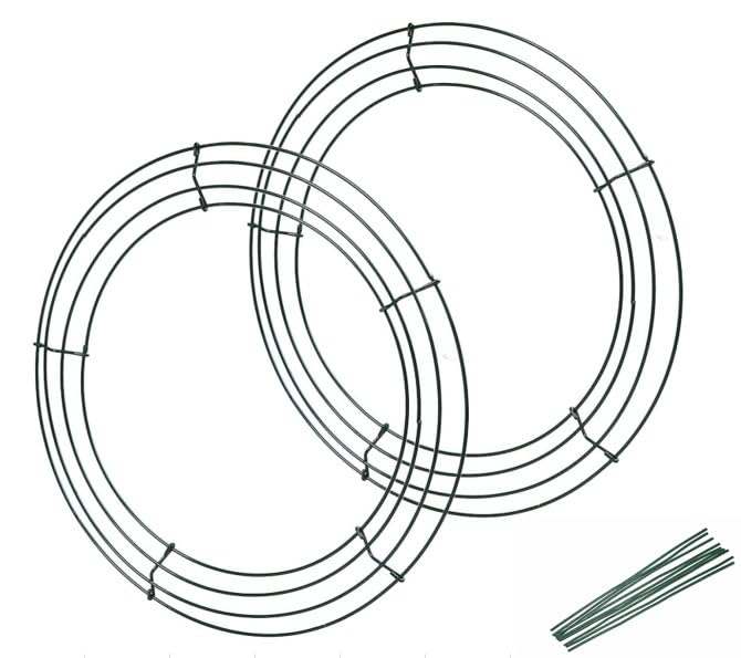 14-Inch Metal Wire Wreath Frames - 2 Pack with Twist Ties for DIY Decor