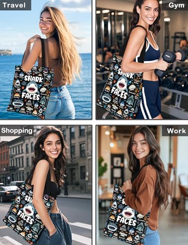 Shark Canvas Tote Bag for Women | Cute Reusable Shopping Bag
