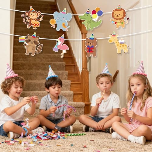 Animal Parade Birthday Banner - Pre-Threaded Hanging Decor