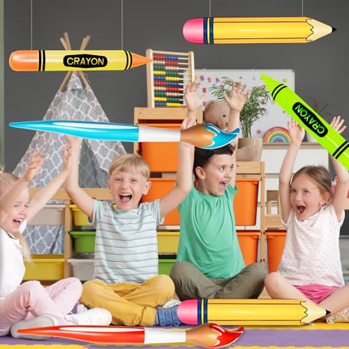 6 Pcs Inflatable Giant Paint Brush & Crayon Balloon Set