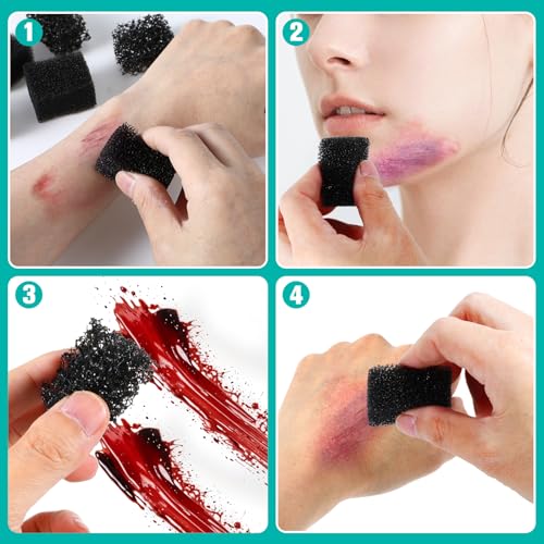 Psyqtsuary Stipple Sponges 9 Pcs - Special FX Makeup Sponges for SFX, Wounds, Beards & Halloween Cosplay