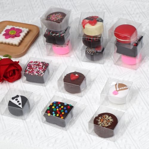50 Pcs Clear Plastic Bakery Boxes for Treats & Gifts - 2.17"