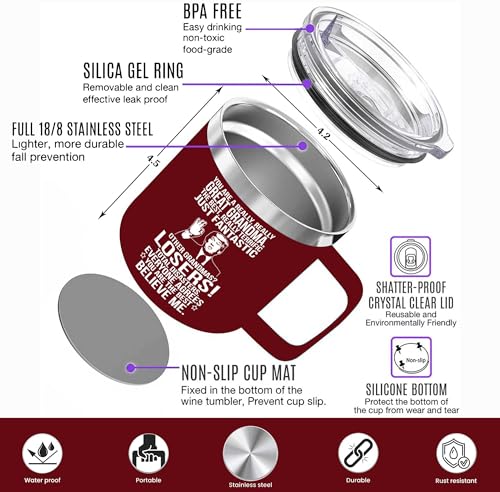 Grandma Gifts Mug - 14oz Burgundy Insulated Stainless Steel - Variation of GRANDMA