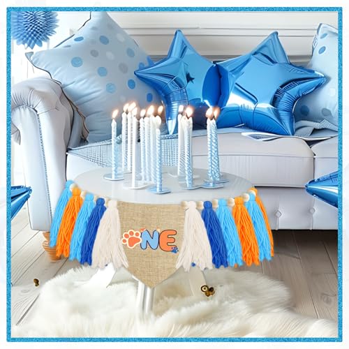 Blue Dog High Chair Banner for 1st Birthday Party Decoration