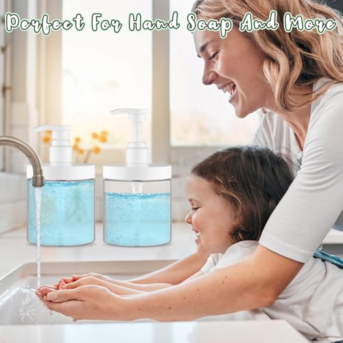 4 Pack 500ml Clear Plastic Pump Bottles for Shampoo & Lotion