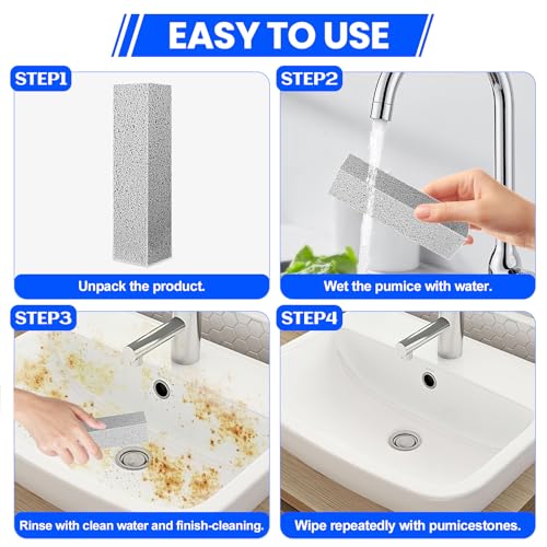 Riuja Pumice Stone Toilet Bowl Cleaner - 6 Pack for Stains & Rings