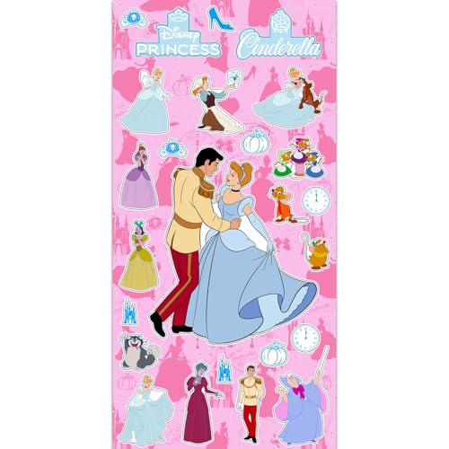 Disney Cinderella Sticker Sheets - 12 Pack Party Favors for Kids