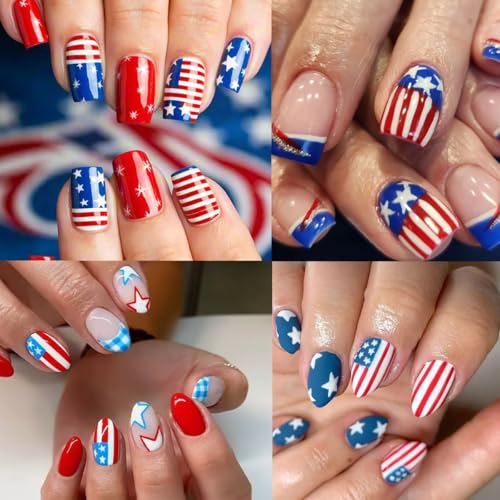 BUNLVDI 6 Sheets 4th of July Independence Day Nail Art Stickers Decals