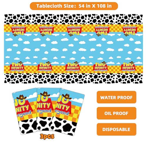 3 Pack Cartoon Story Birthday Party Tablecloths - Blue Yellow