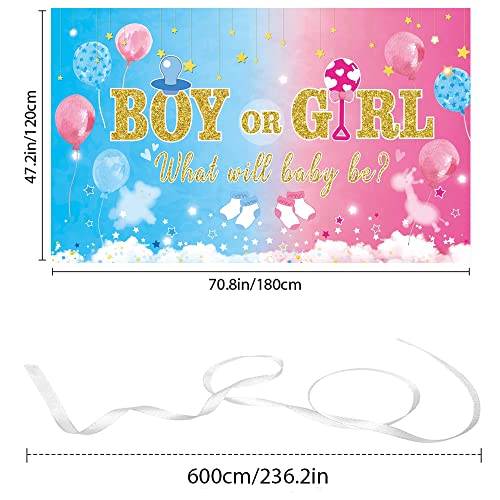 Gender Reveal Backdrop Boy or Girl Party Banner 6.1 x 3.6 Ft