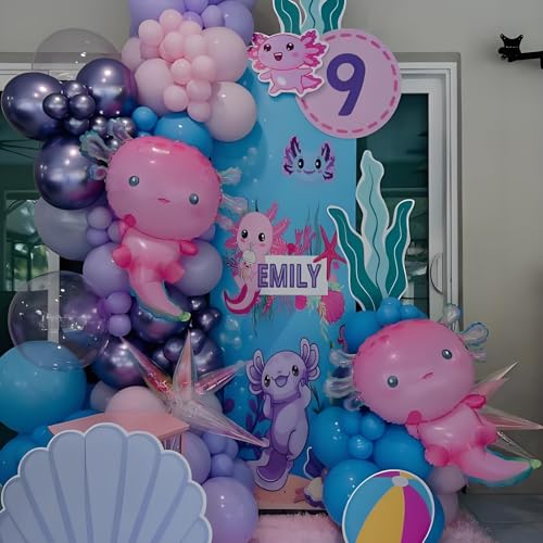 Axolotl Foil Balloons - Pink Party Decorations for Baby Showers & Themed Parties