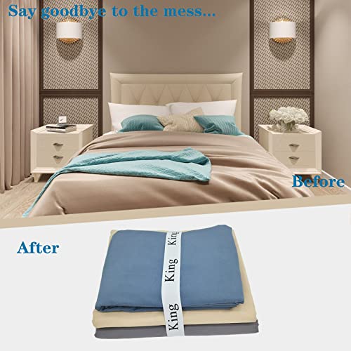 Maletnd King Bed Sheet Organizer Bands - 2 Pack Elastic Closet Storage Straps