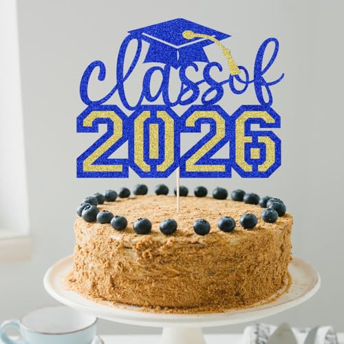 Glitter Class of 2026 Cake Topper - Graduation Party Decoration