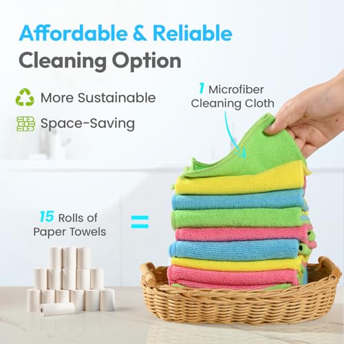 Tekswip Assorted Microfiber Cleaning Cloths 12 Pack 12x12 Inch Reusable & Lint-Free