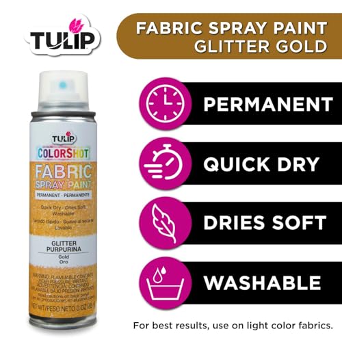 Tulip ColorShot Permanent Glitter Fabric Spray Paint - 3oz Gold Glitter