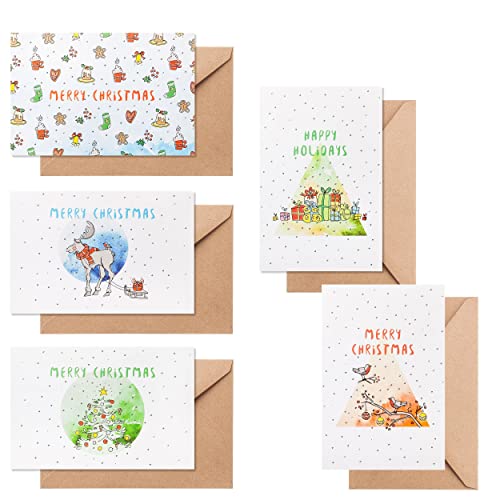 Christmas Greeting Cards Pack of 30 with Envelopes - Holiday & Seasonal Notes