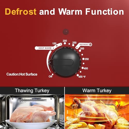 18 Quart Electric Roaster Oven with Self-Basting Lid - Red, Adjustable Temp