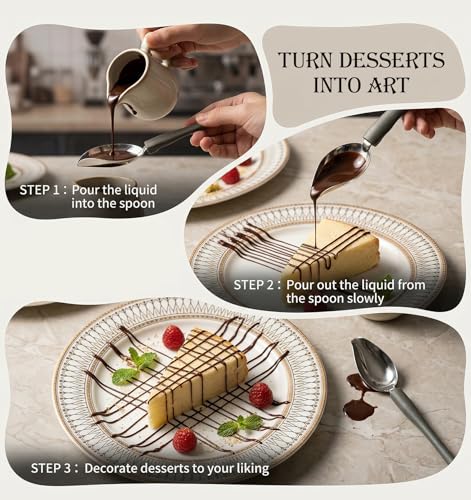 2-Piece Stainless Steel Plating Drizzle Spoon Set for Dessert Decorating
