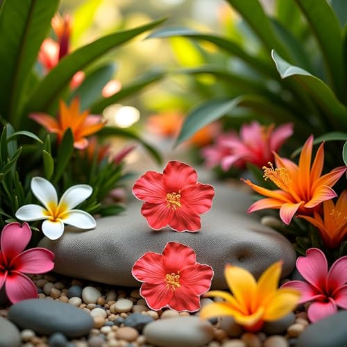 Mozff Red Hawaiian Plumeria Flower Hair Clip 8cm Tropical Hair Accessory 2Pcs