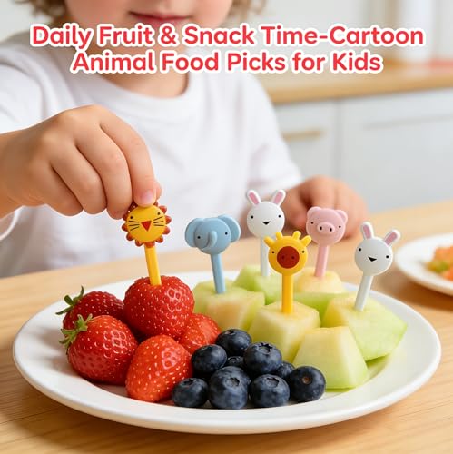 10-Pack Animal Shaped Food Picks for Kids - Reusable Fruit Forks