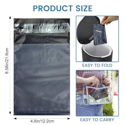 JoseHana 100 Pack Grey Disposable Feminine Sanitary Disposal Bags Self-Sealing