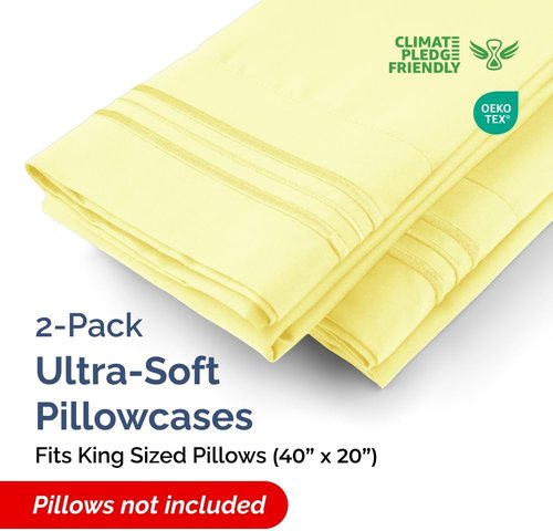 King Pillow Cases by [Brand Name] - Ultra Soft Hotel Quality Covers | Cozy, Wrinkle-Free & Fade Resistant - Yellow, 2-Piece Set
