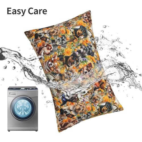 Dog Print Pillowcase 16"x24" Soft Polyester Rectangular Cushion Cover