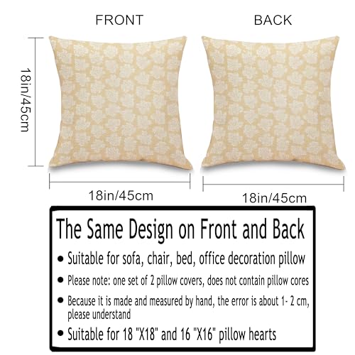 Vintage Floral Pillow Covers Set of 2 - 18x18 Soft Flannel