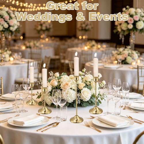Gold Brass Taper Candle Holders Set of 18 - Vintage Style, Layered Design for Dining & Events (Variation: Gold / 18 pcs)