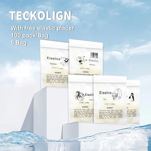 Teckolign Orthodontic Rubber Bands 500 Pack 1/4 Inch Medium 3.5 oz with Placer