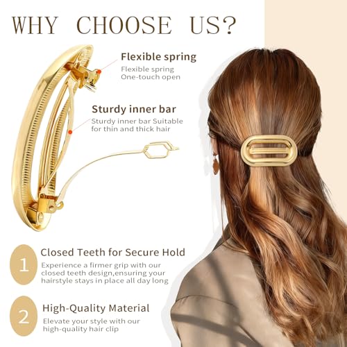 Metal Hair Clips 2-Pack Vintage Gold & Silver French Barrettes