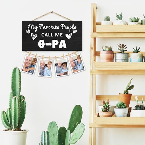 Rustic Wood Photo Hanging Frame with Clips - 12x6 Inches