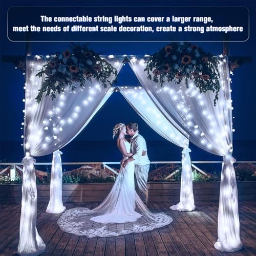 Indoor & Outdoor Waterproof Globe String Lights - 200 LEDs, White, 116ft, Remote