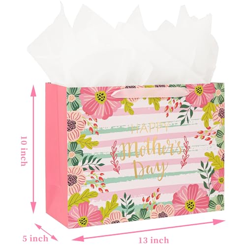 Large Mother's Day Gift Bag with Card & Tissue Paper - Floral Design