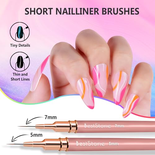 BestStone Nail Art Liner Brushes 5-Piece Gel Polish Painting Pen Set