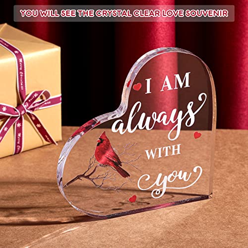 Crystal Glass Cardinal Memorial Gift for Sympathy 5.95 x 6 Inches - Red Bird Keepsake