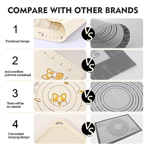 Ourokhome Beige Silicone Baking Mat 20'' x 16'' Non-Stick