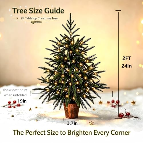 2-Pack 2ft Pre-Lit Artificial Norfolk Pine Christmas Tree Topiary - Green