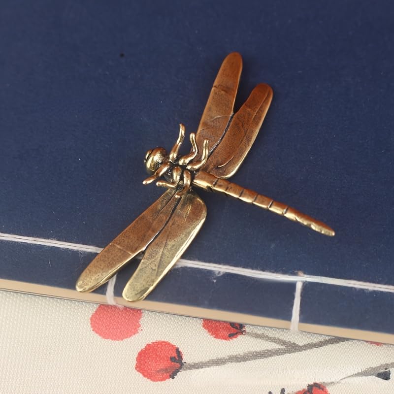 Vintage Brass Dragonfly Figurine - Antique Style Desk Ornament Statue