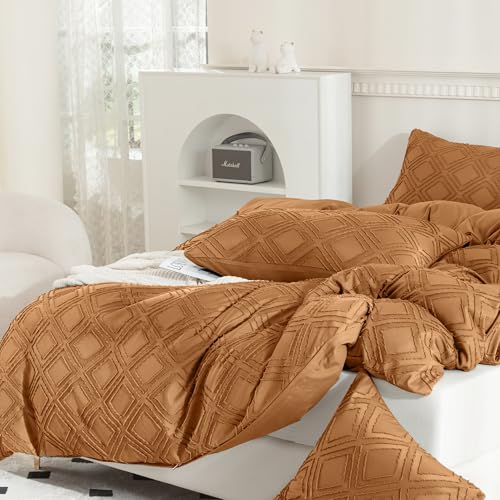 JELLYMONI 20" x 54" Rust Grid Tufted Body Pillowcase - Soft & Pet Hair Resistant