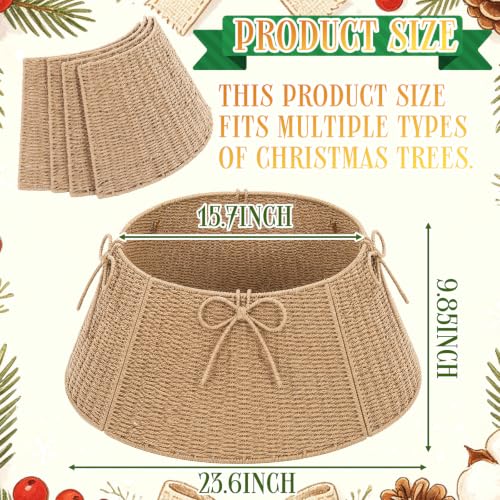 24 Inch Christmas Tree Collar Wicker Stand - Rustic Woven Tree Skirt