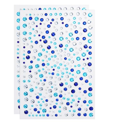 Face Costume Gems 650Pcs Self-Adhesive Hair Jewels Rhinestone Stickers Mixed Blue