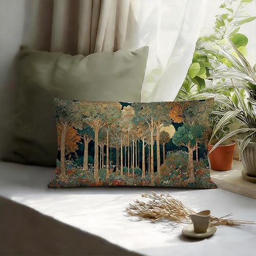William Morris Birch Forest 12x20 Lumbar Pillow Cover, Soft Flannel Case