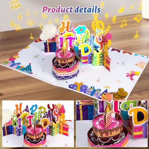 3D Pop-Up Musical Birthday Card with LED Light Candle