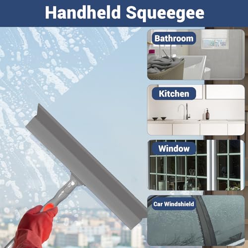 FibreDeep Silver & Red Heavy Duty Floor Squeegee 15.8" with Adjustable 60" Handle