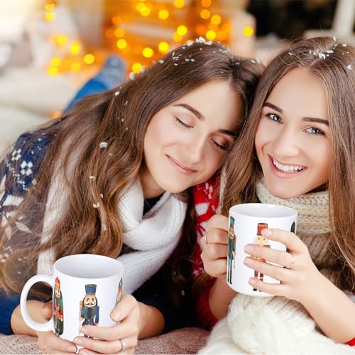 Christmas Nutcracker Mug Set - 12oz Holiday Ceramic Drinking Cups, 2 Pieces